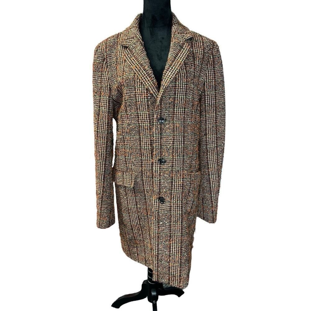 Scotch & Soda Brown Plaid Pea Coat - Picture 3 of 14